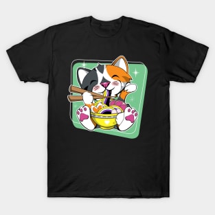 Cat Eating Ramen Non Binary T-Shirt